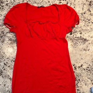 Red Bodycon Dress Rouched Top